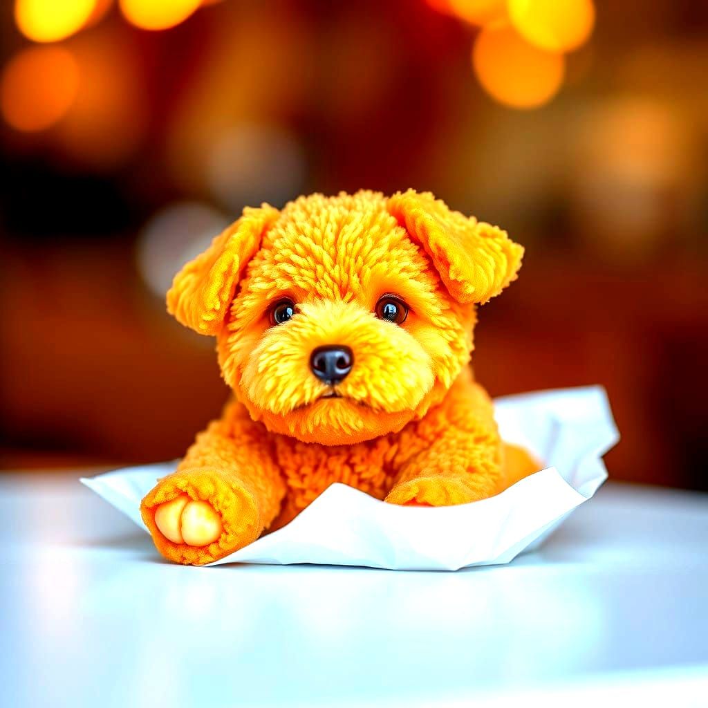 Fried Puppies as a Chicken Nugget in Delightful Bokeh Lighti...