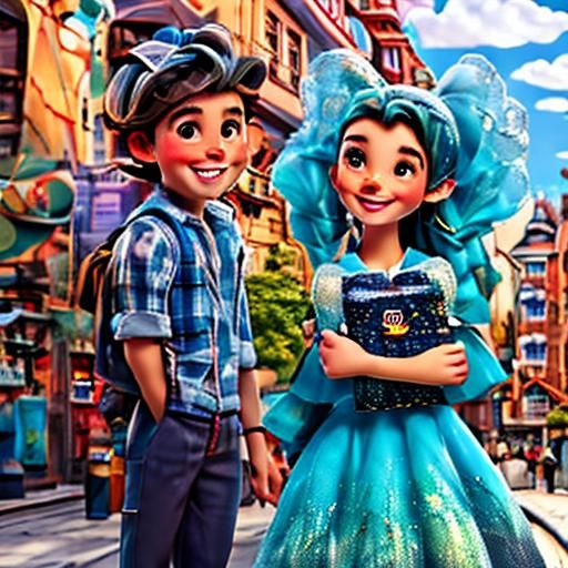 Joyful Girl Dancing in Pixar Animation Style