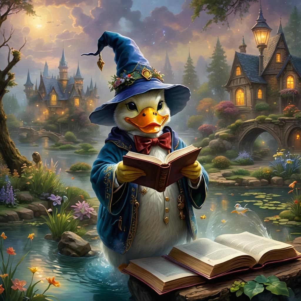 Duck Wizard in Ethereal Fantasy Style