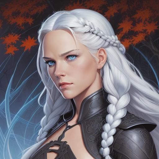 Comic Art of Autumnal Beauty with Braids