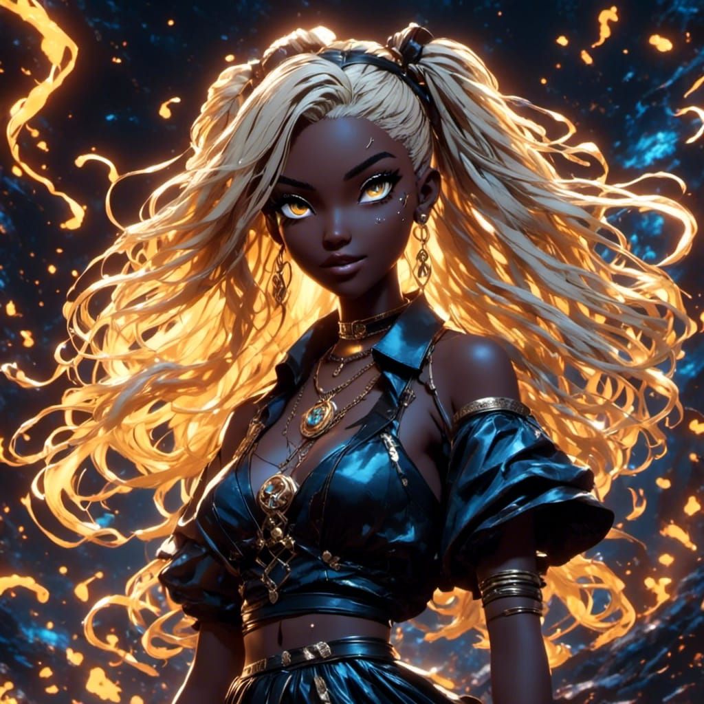 Vibrant Woman with Blonde Hair in Manga Style