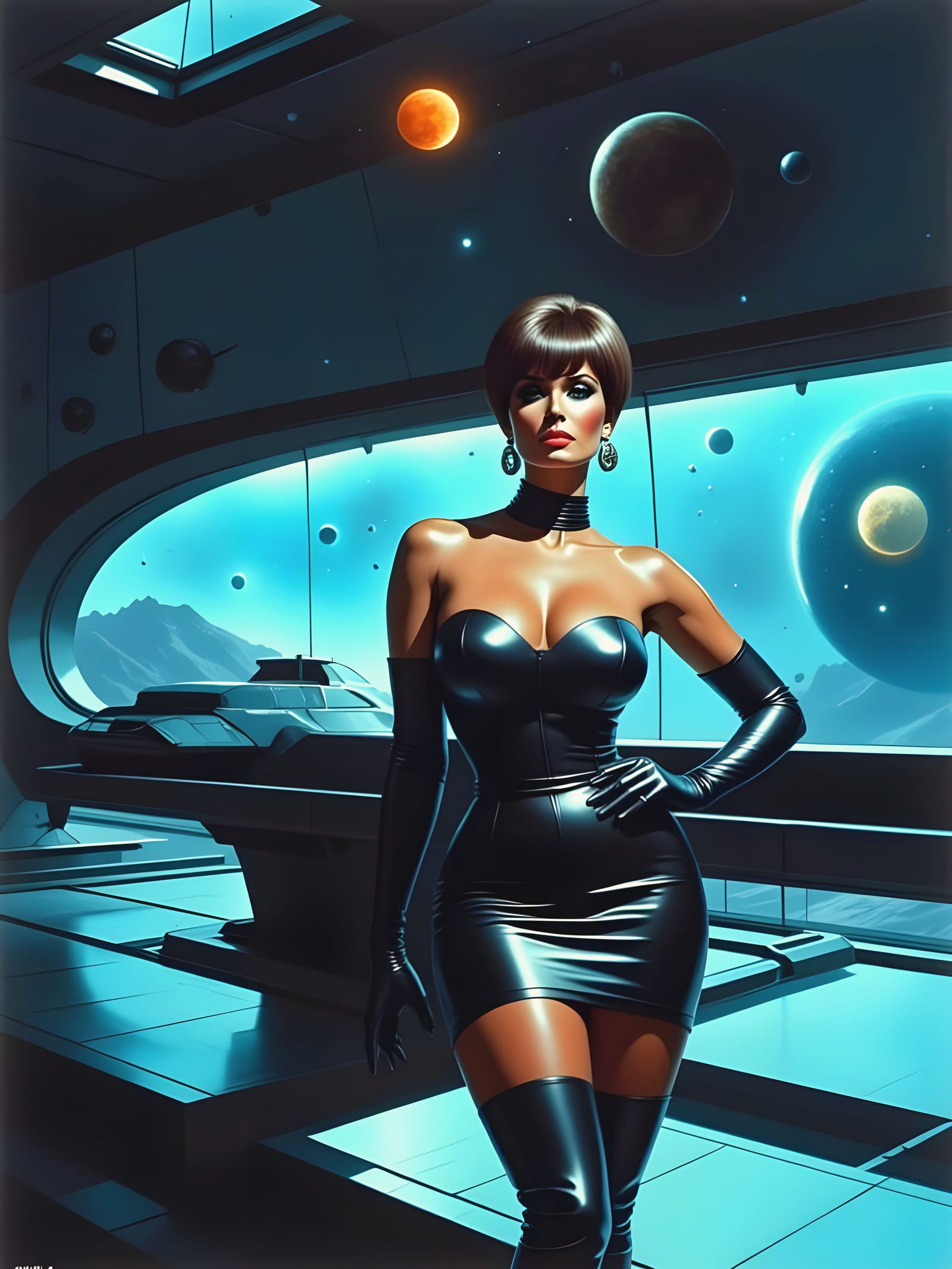 Retro-Futuristic Goddess in Cosmic Space