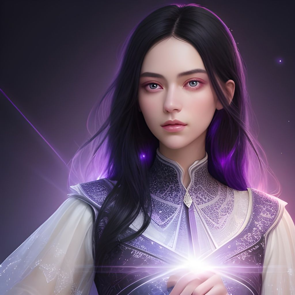 Hyperrealistic Portrait of a Violet-Eyed Woman