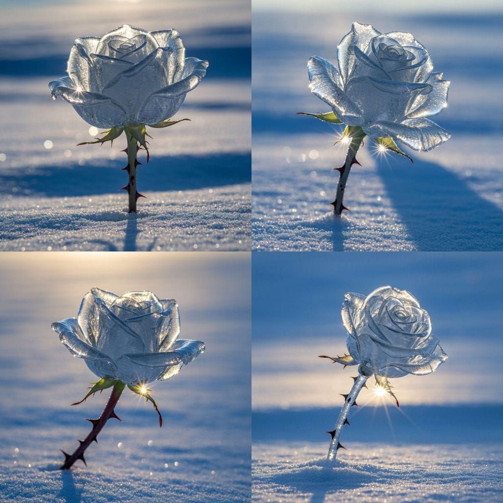 Frozen Rose in Winter Sunlight