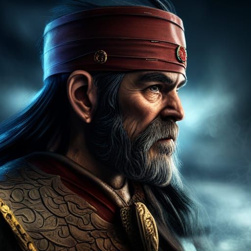 Fantasy Dwarf Pirate with Long Beard in HDR