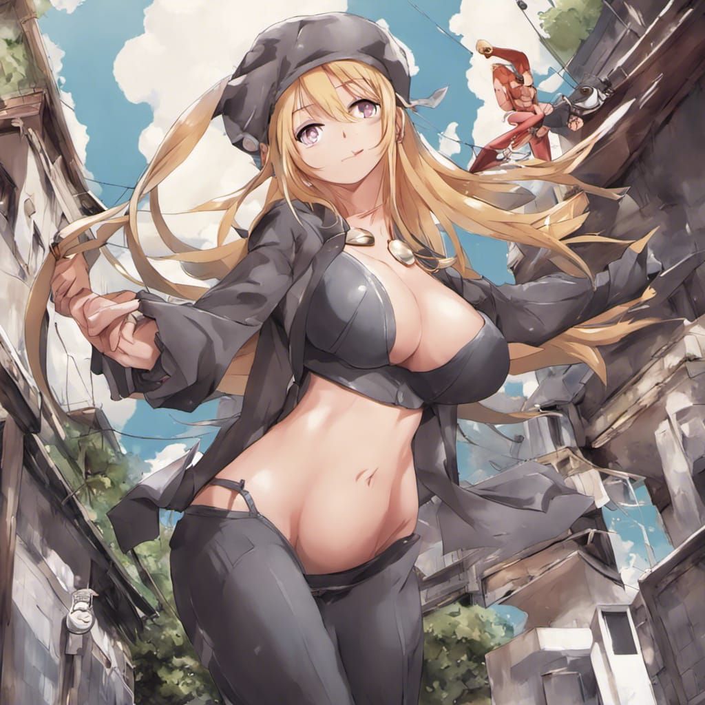 Anime Style Pinup with Exaggerated Proportions