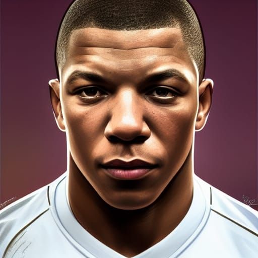 Mbappe Portrait in Hyperdetailed Digital Art Style