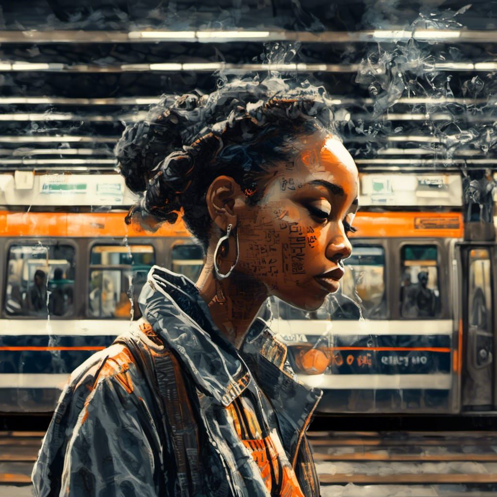 Blasian Beauty at Hoyt-Schermerhorn Subway in Double Exposur...