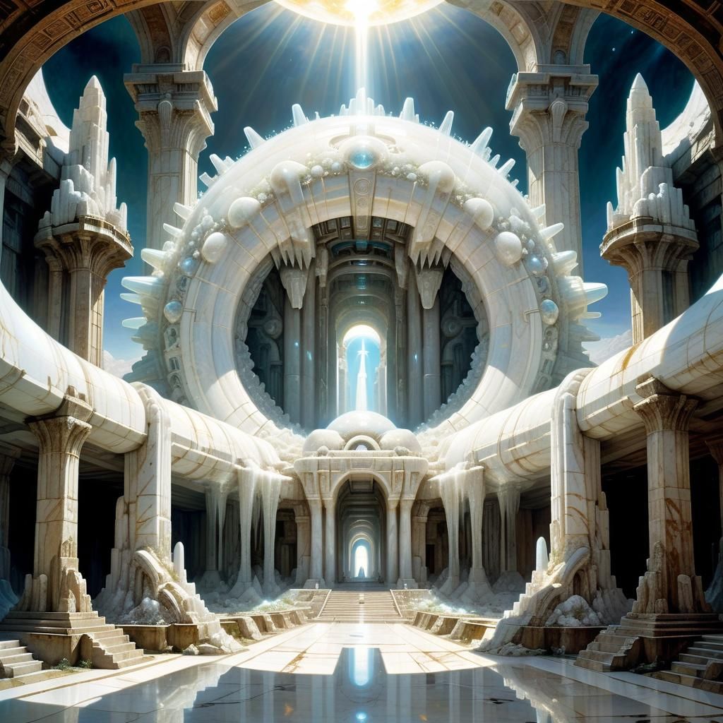 Futuristic Arrakeen Temple of Aphrodite in Ancient Art Style