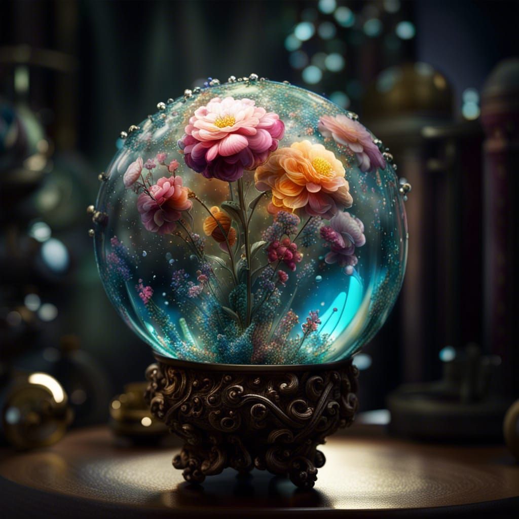 Floral Captivation: Botanical Splendor within Glass