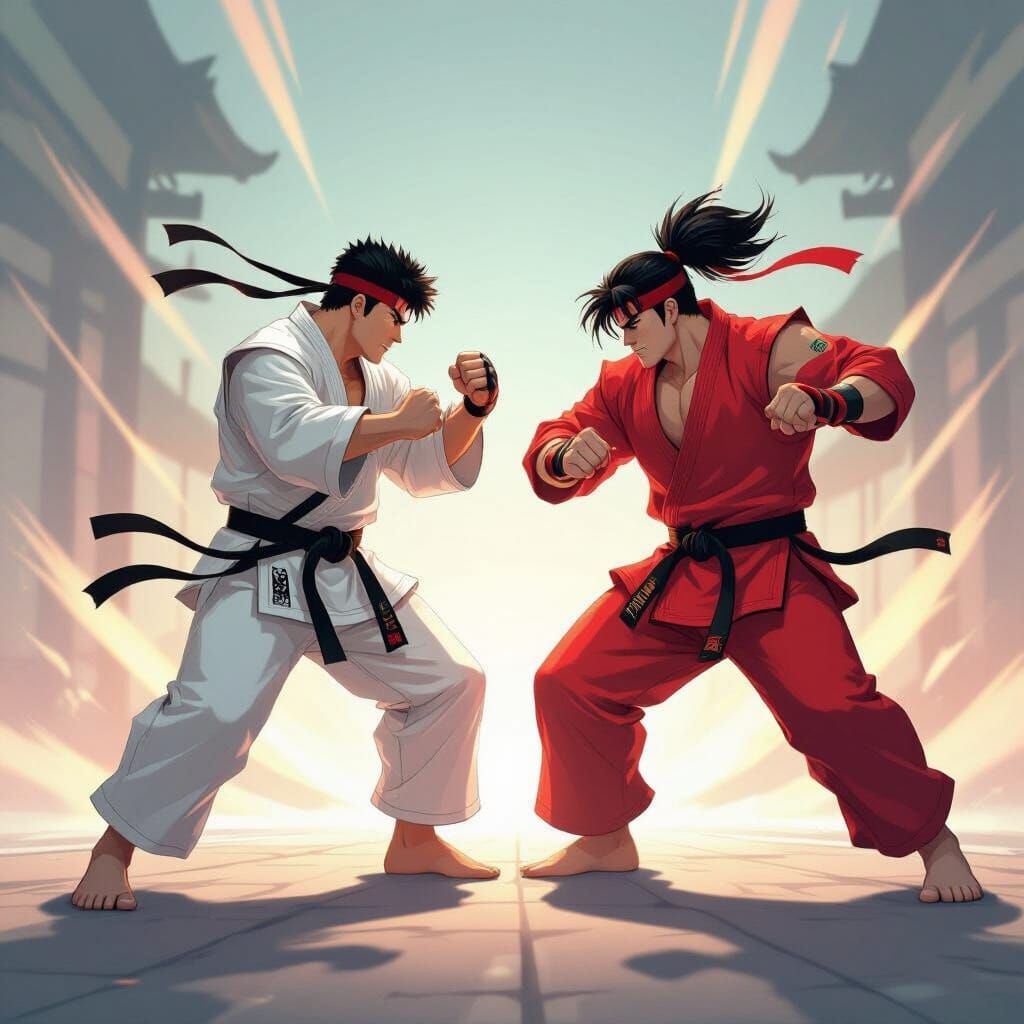 Ryu and Ken's Epic Dance Battle in Hyper-Realistic Cartoon S...