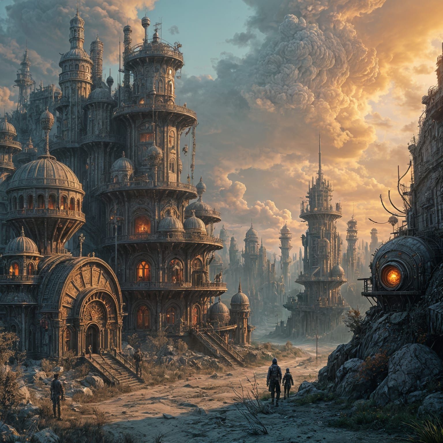 Cyberpunk Post-Apocalyptic Wasteland in Vibrant Colors