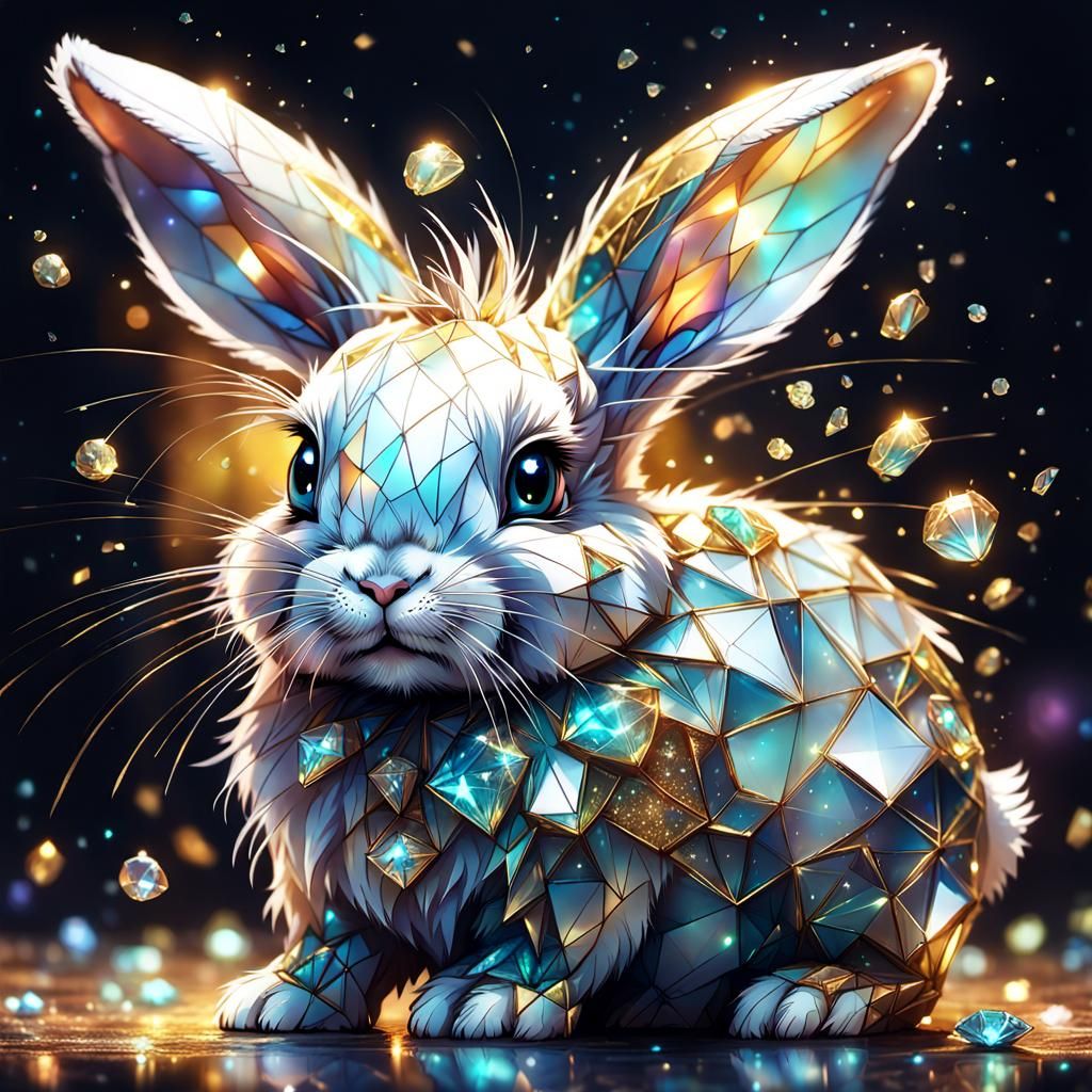 Adorable rabbit bunny made of diamonds