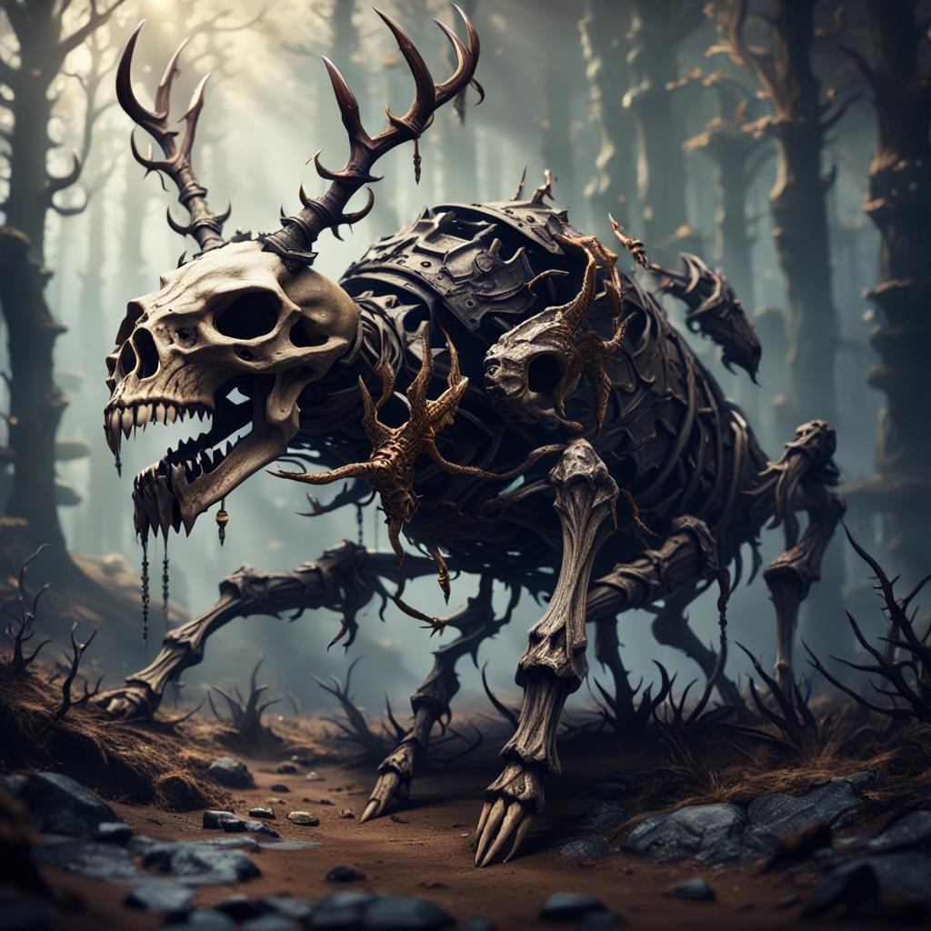 Creepy Deer-Skull Hunter with Scorpion Tail