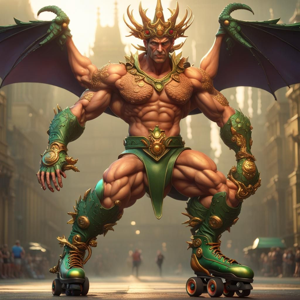 ManDragon on Roller Skates: Dark Fantasy Concept Art