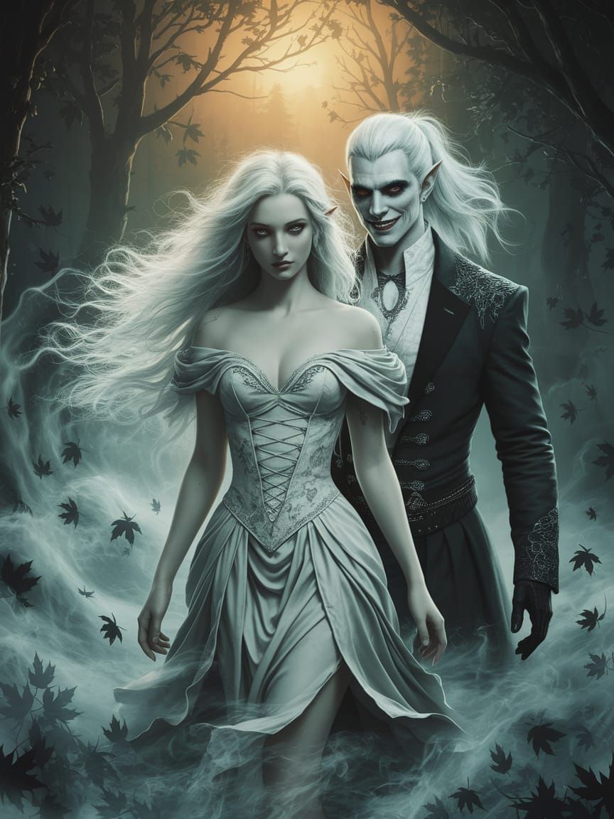 Elves in Dark Woodland Enchantment