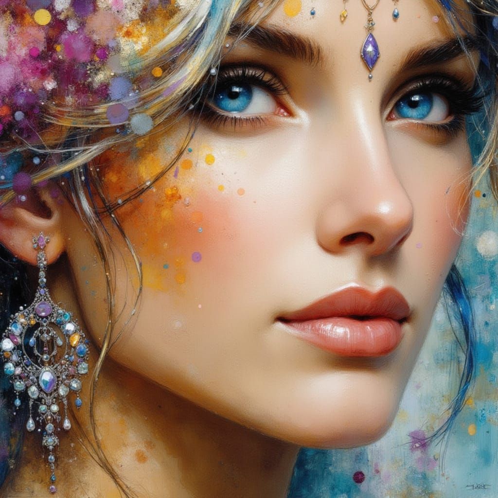 Elegant Princess Portrait with Vibrant, Playful Hues