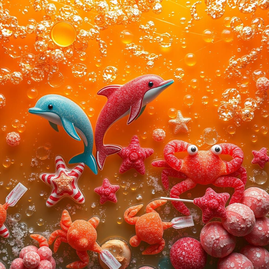 Surreal Candy Ocean Dreamscape in Digital Art