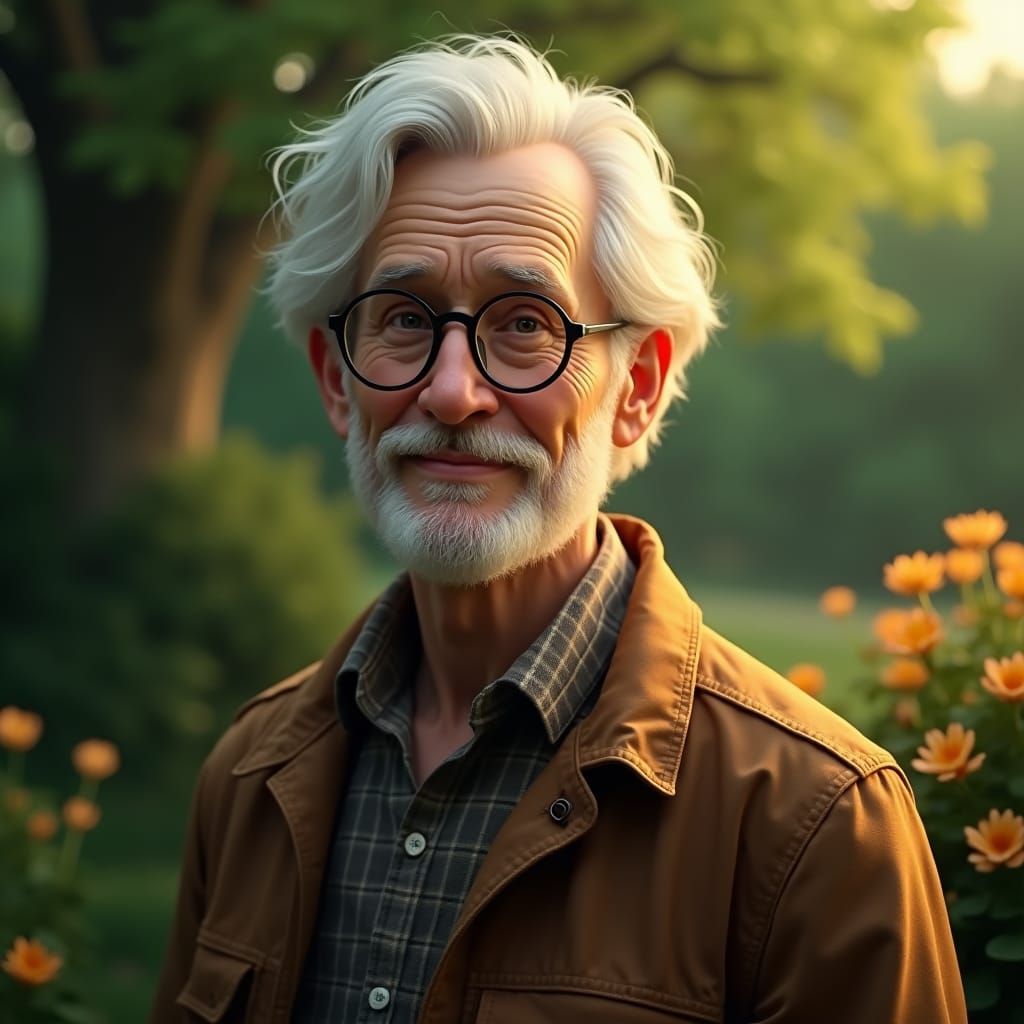 Man in Garden: A Matte Painting in 8k