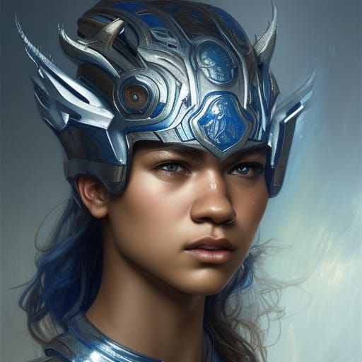 Zendaya as Armored Warrior: Hyperdetailed Concept Art