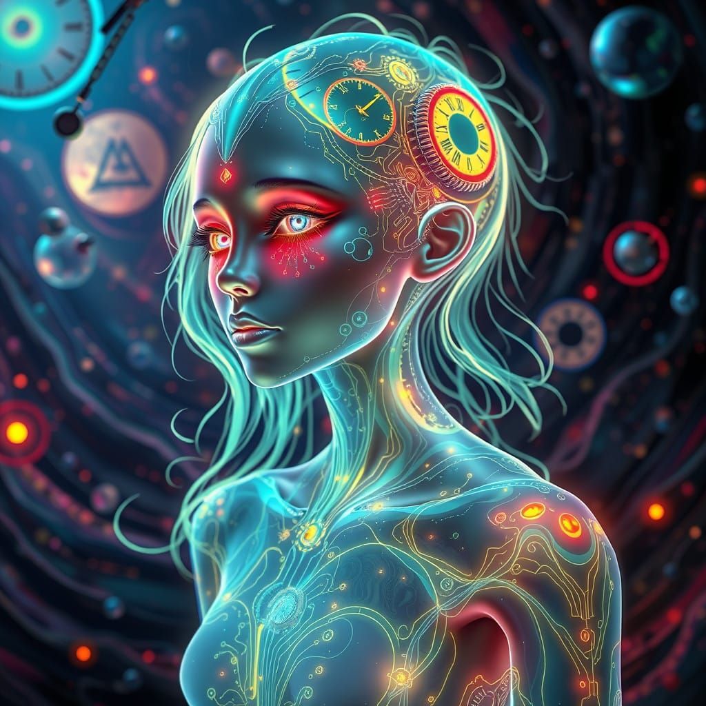 Surrealist Cyberpunk Avatar in Art Nouveau Style