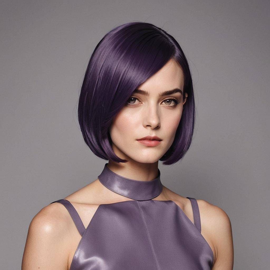 Vibrant Red Bob with Shaved Side, Manga Style