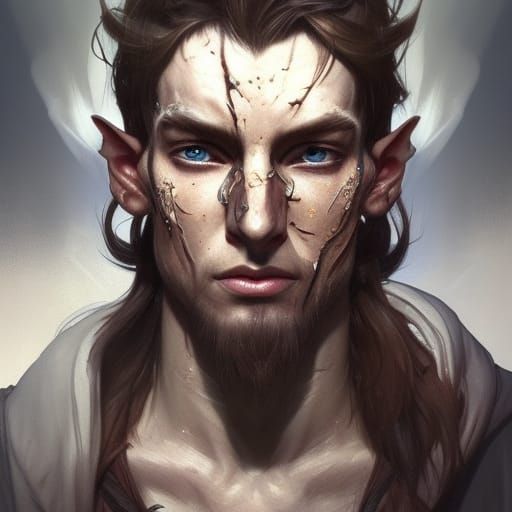 Detailed Portrait of Scarred Elf in Unreal Engine 5