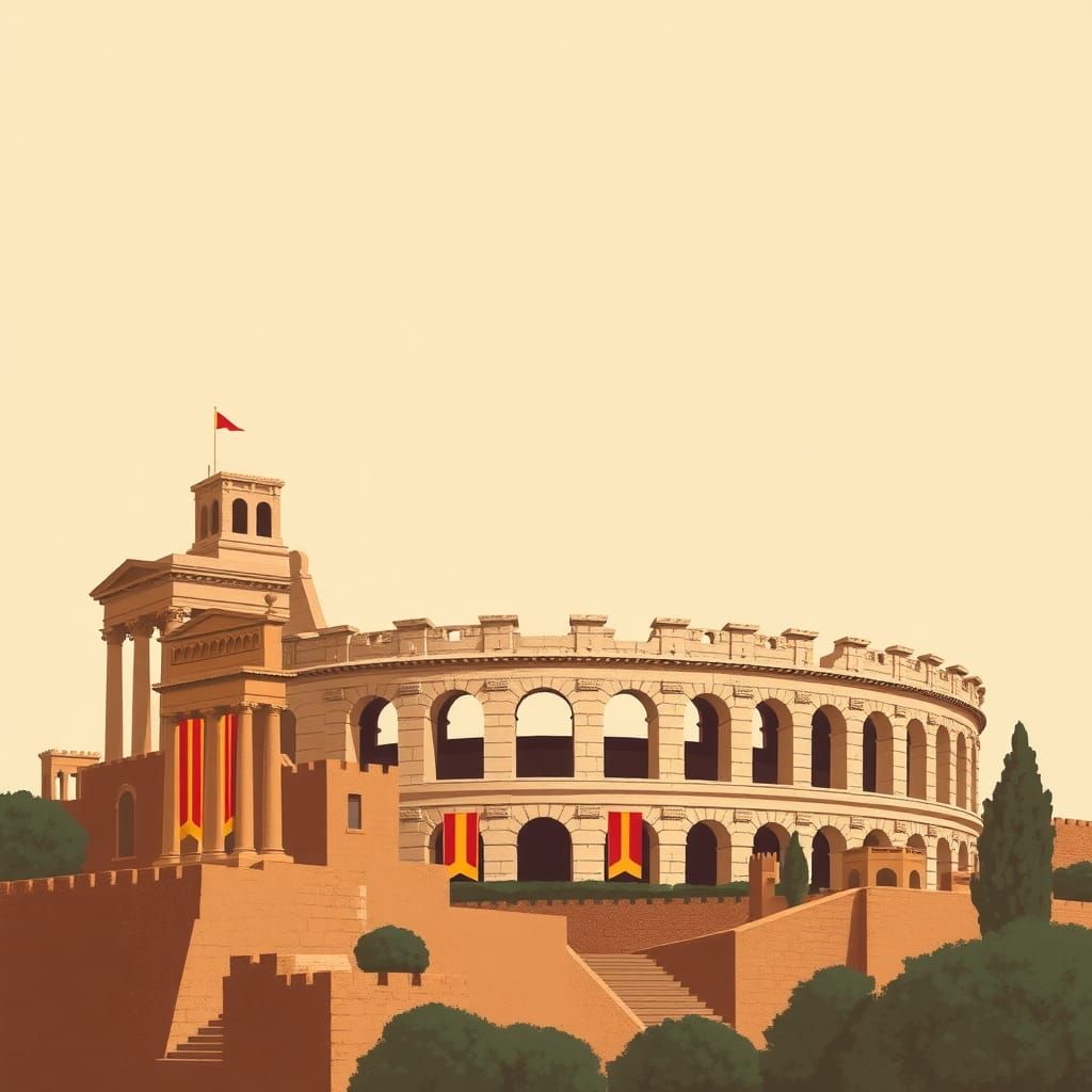 Ancient Capua Amphitheater in Beige and Earth Tones