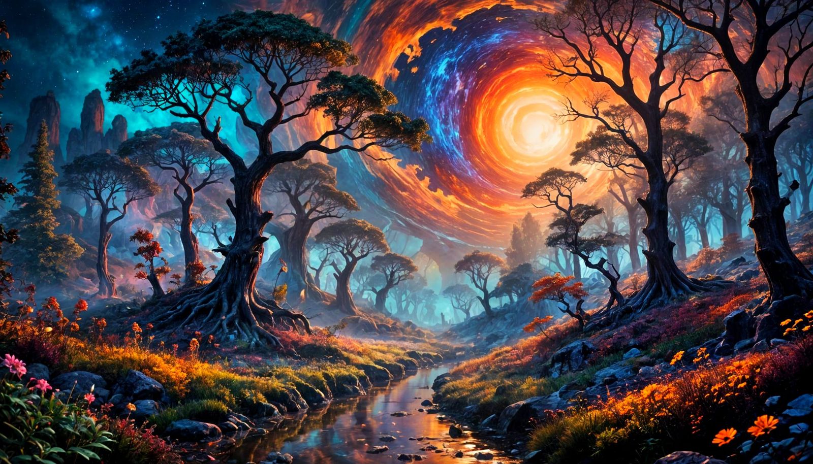 Surreal Cosmic Wonderland at Nightfall
