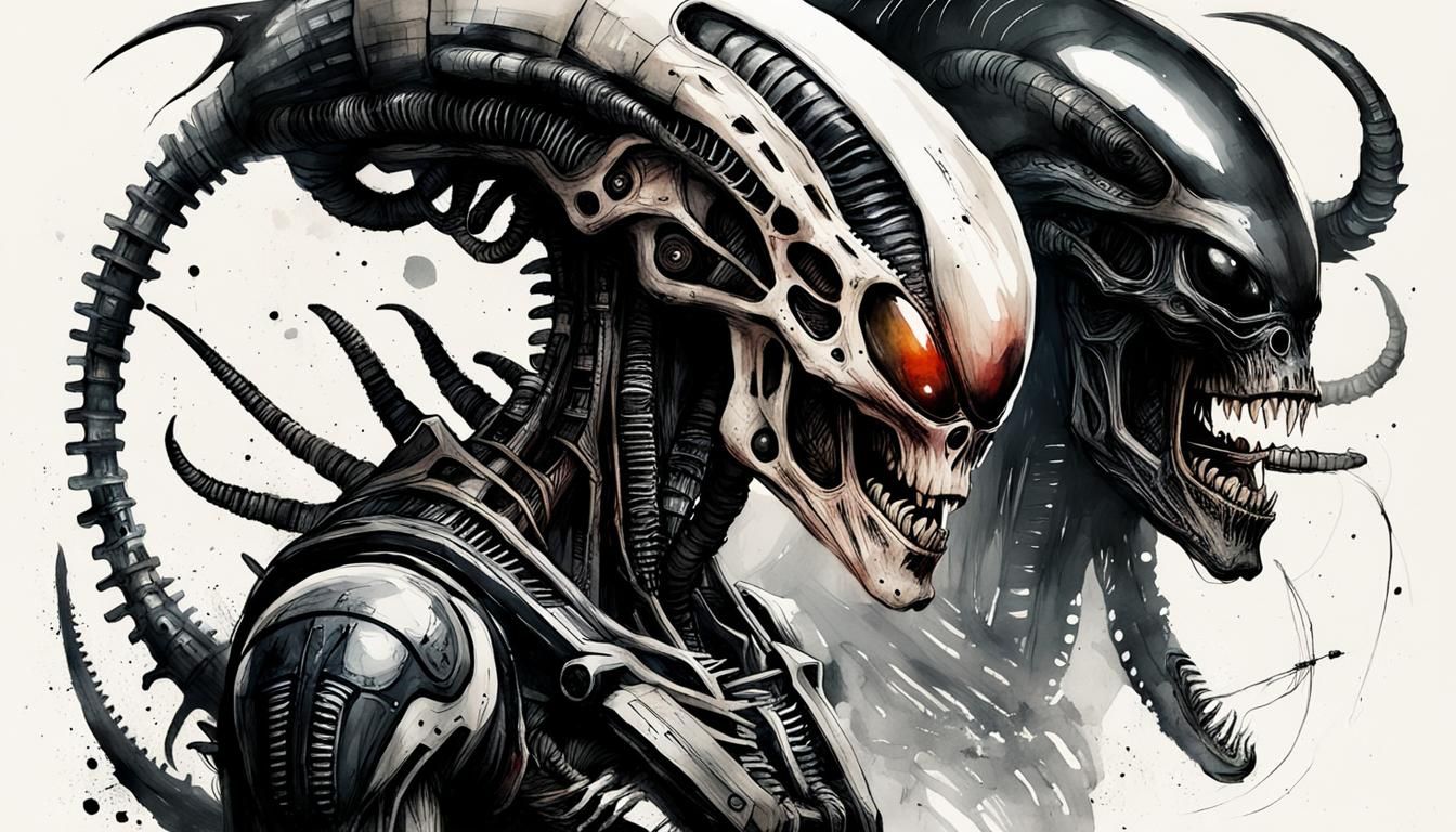 Xenomorphic Hipster in Giger Style, Biological Alien