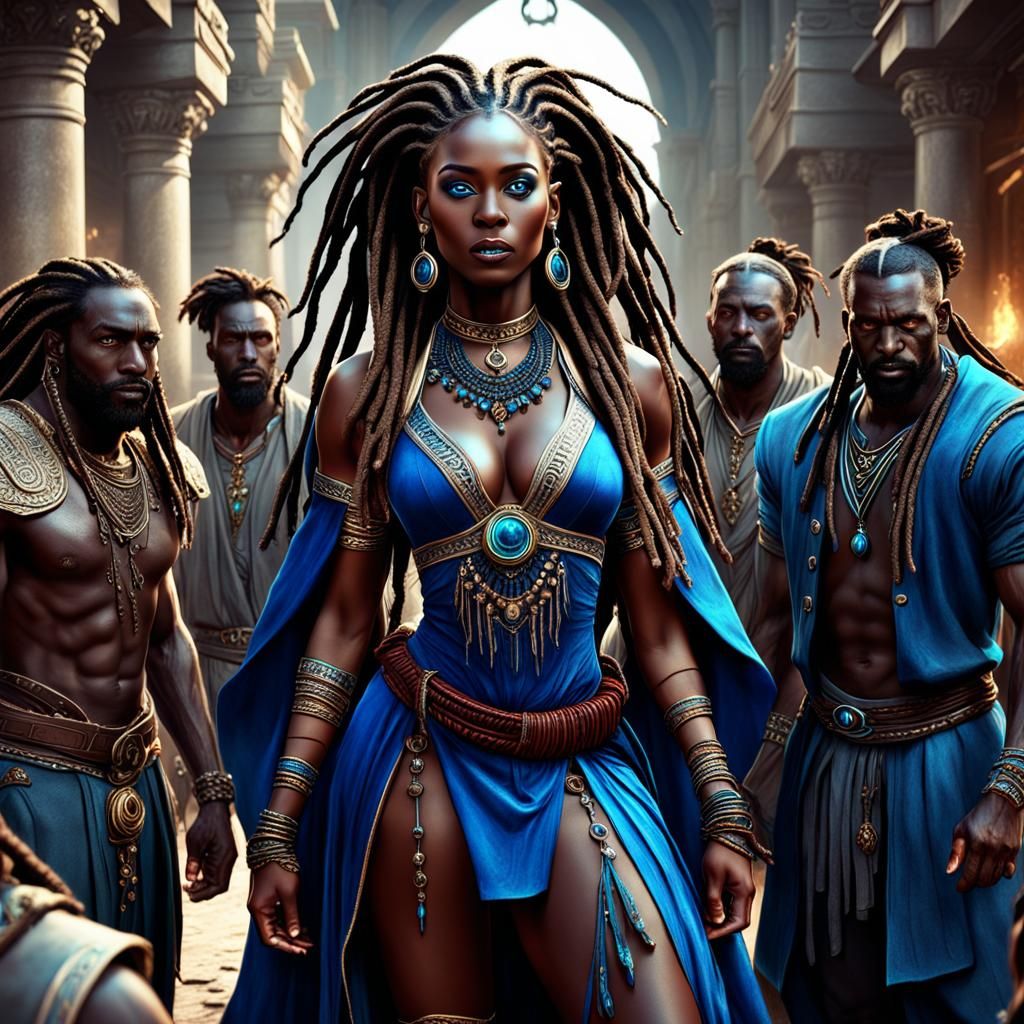 Beautiful Dark-Skinned Queen with Glowing Eyes