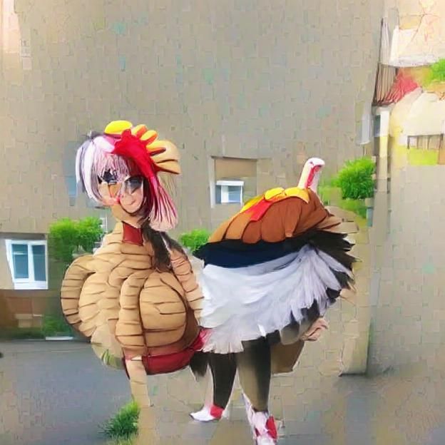 Anime Girl in Turkey Costume Illustration