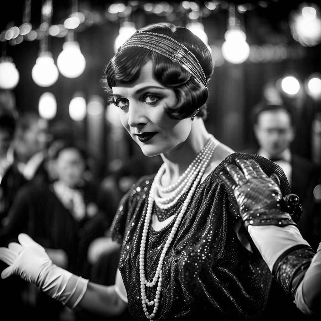 1920s Woman Dancing in Speakeasy, Antique Photo