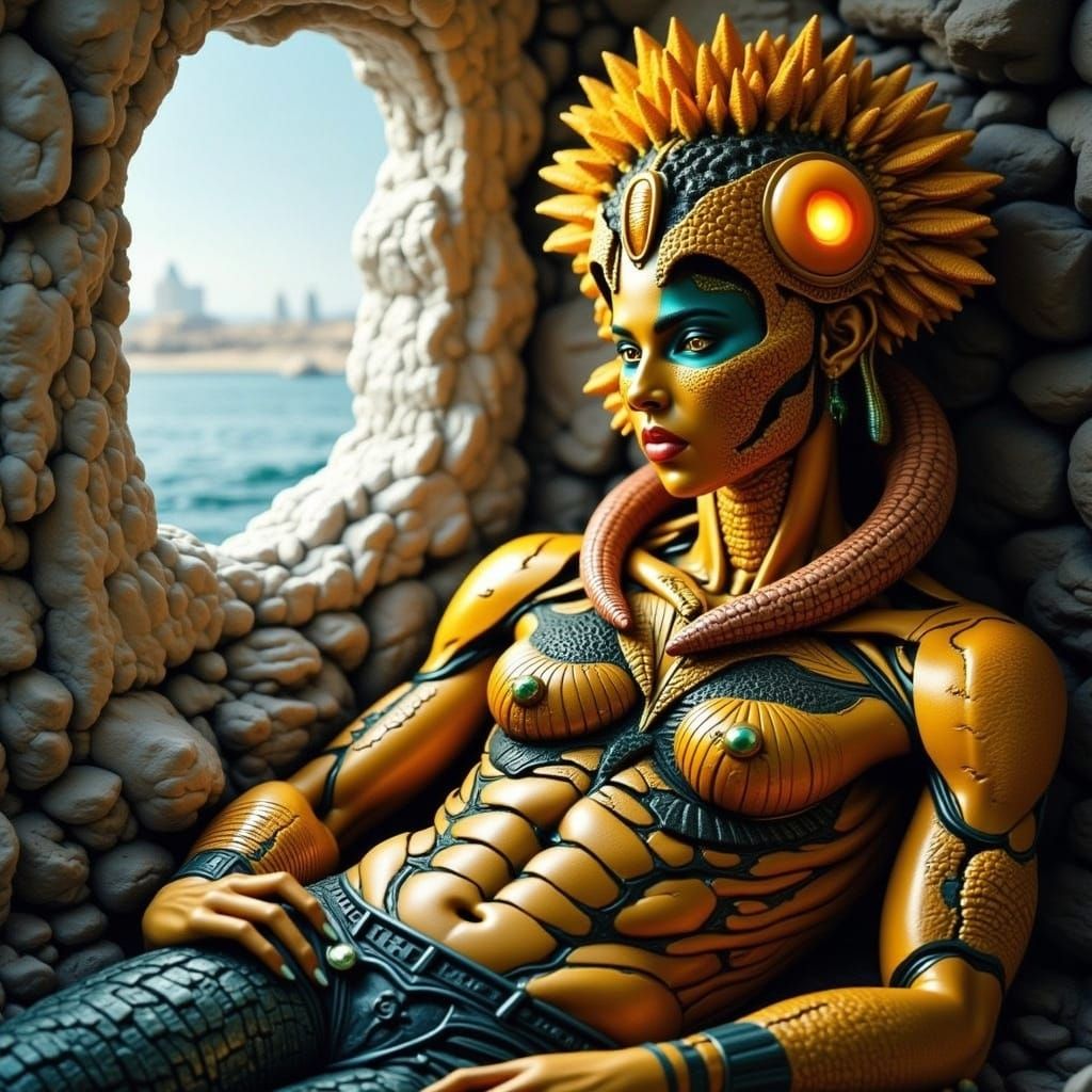 Mutant Mermaid and Human Argument on the Shore