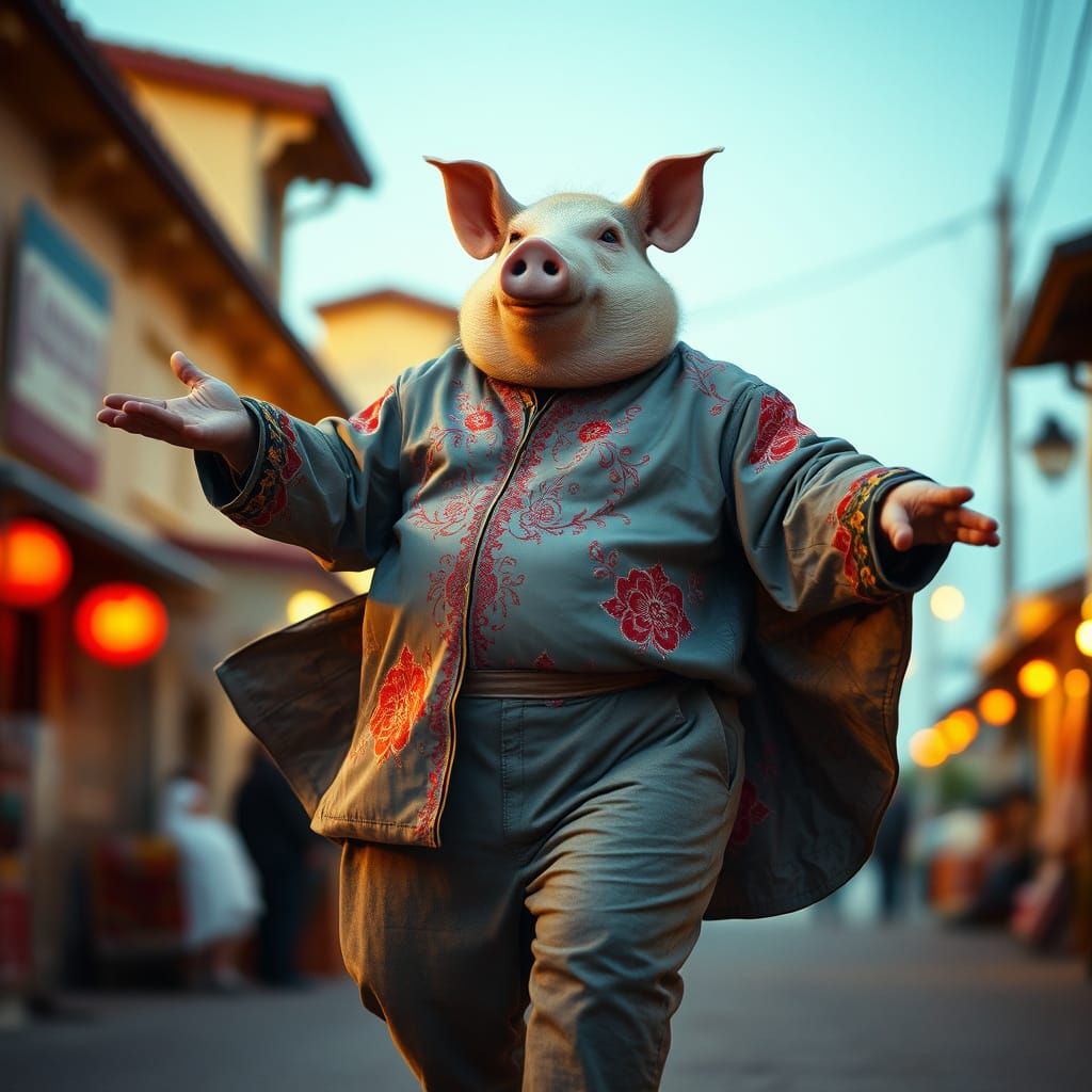 Stout Gentleman in Traditional Russian Attire