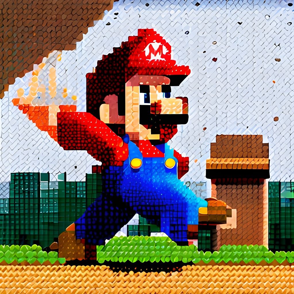 Pixelated Mario in Video Game Style
