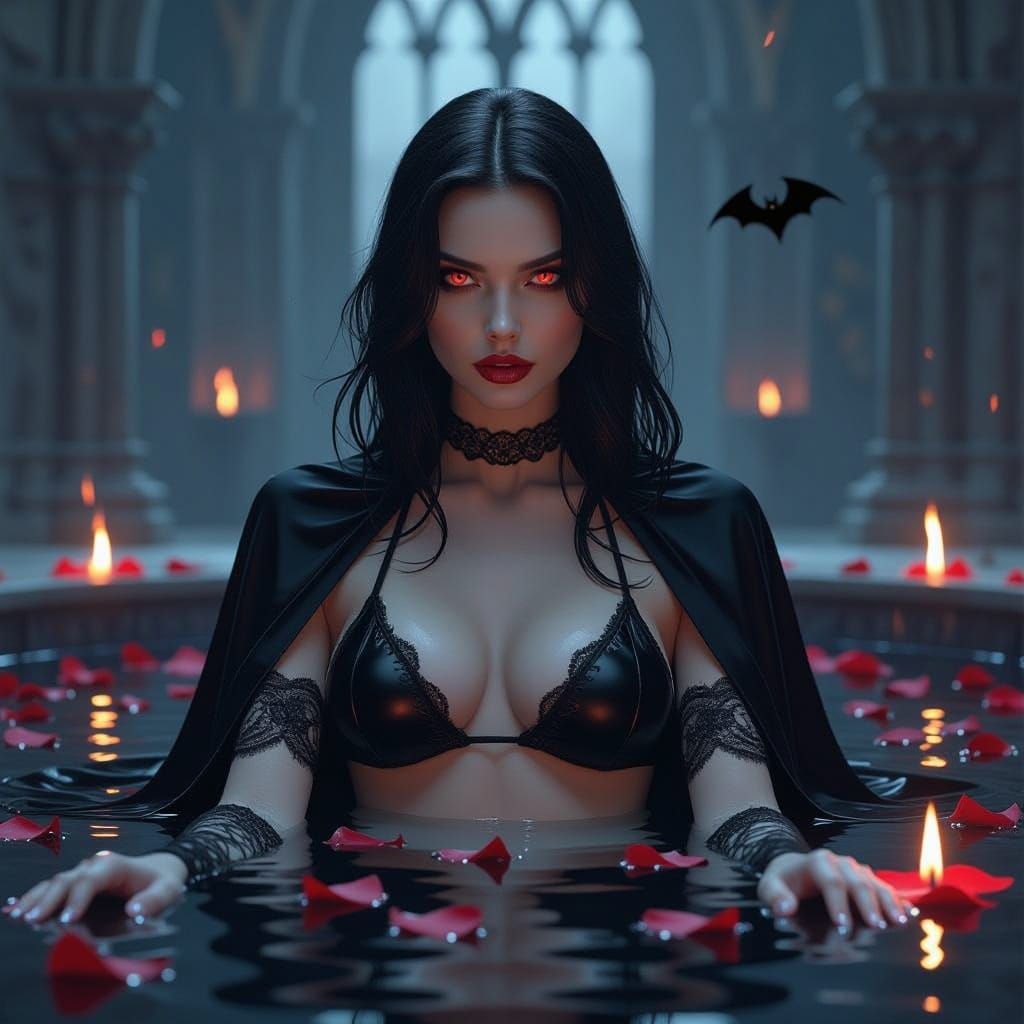 Ethereal Gothic Goddess in Dark Reflection