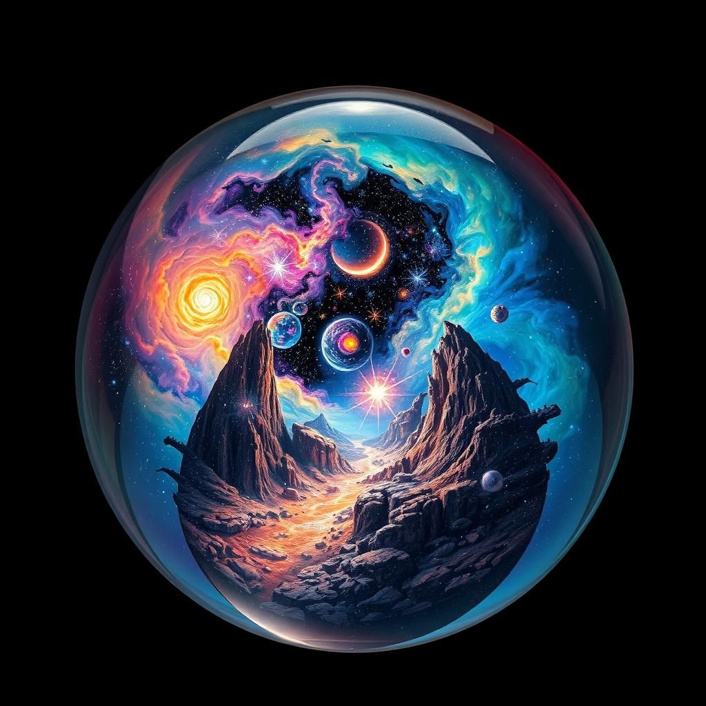 Celestial Landscape Fragmented in Crystal Ball