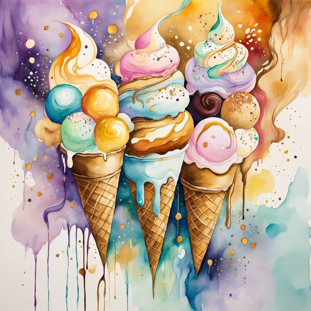 Dreamy Ice Cream Blend in Watercolor Style