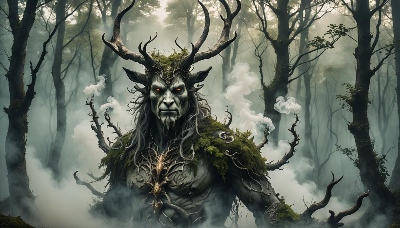 Ethereal Smoke Forest Spirit with Horns