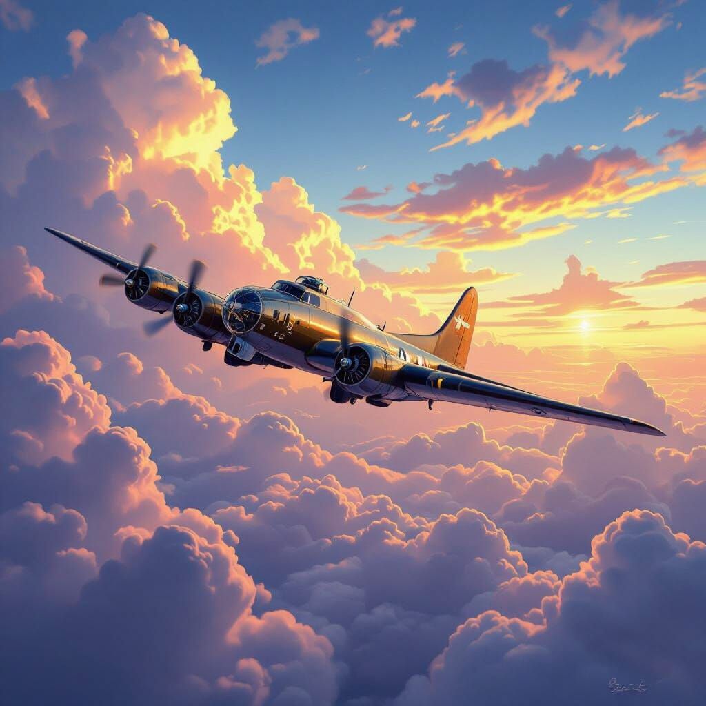 B-17 Flying Fortress in Fantastical Sky