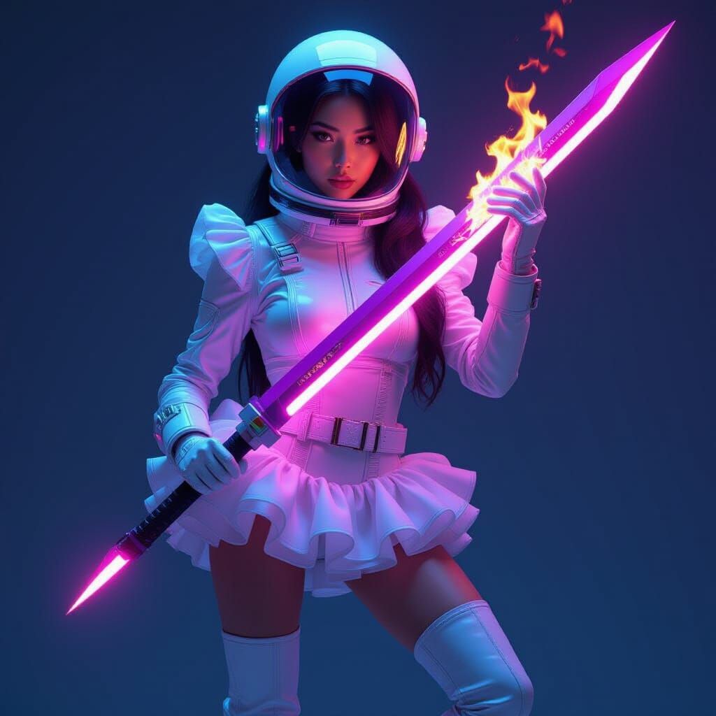 Futuristic Oriental Woman with Neon Blade