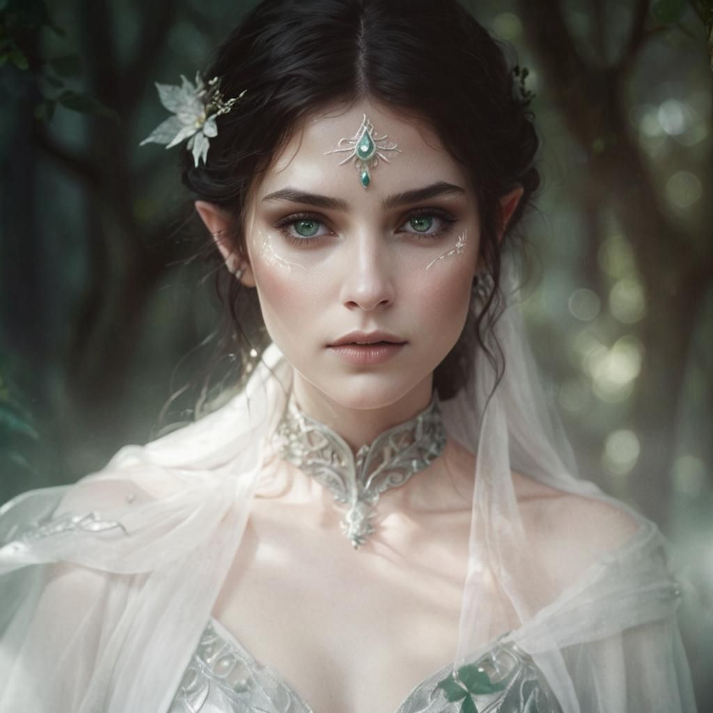 Luthien, Elf Goddess in Mystical Forest: Fantasy Art