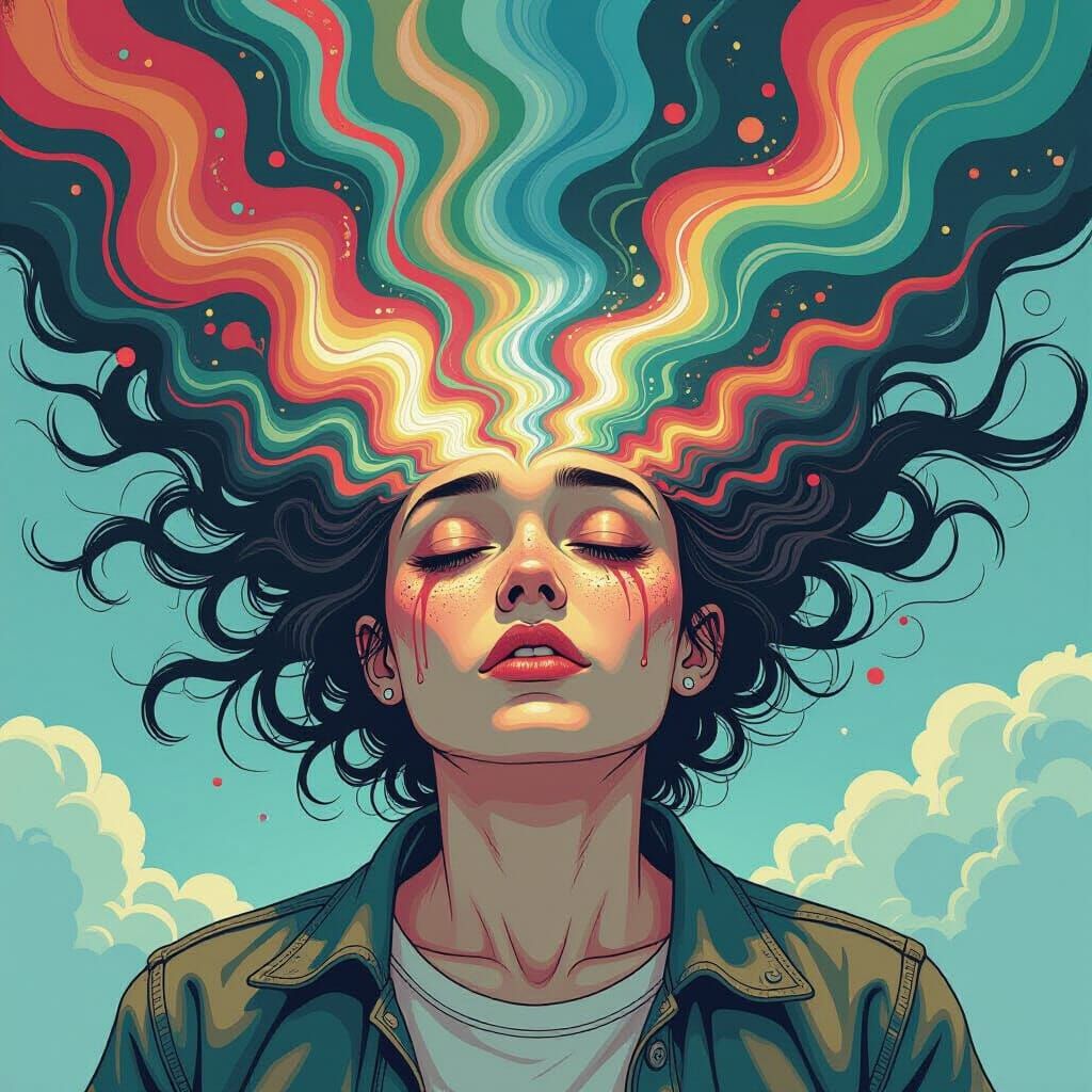 Mind Unraveling in Comic Book Style