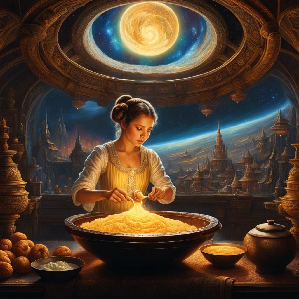 Princess Leia Bakes in Spaceship, Rembrandt Style