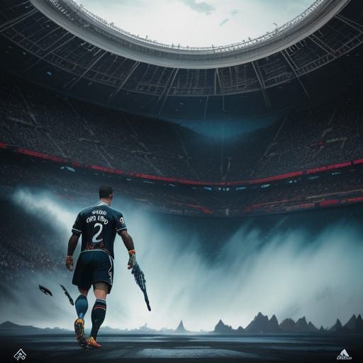 Cristiano Ronaldo in Intense Soccer Stadium Atmosphere