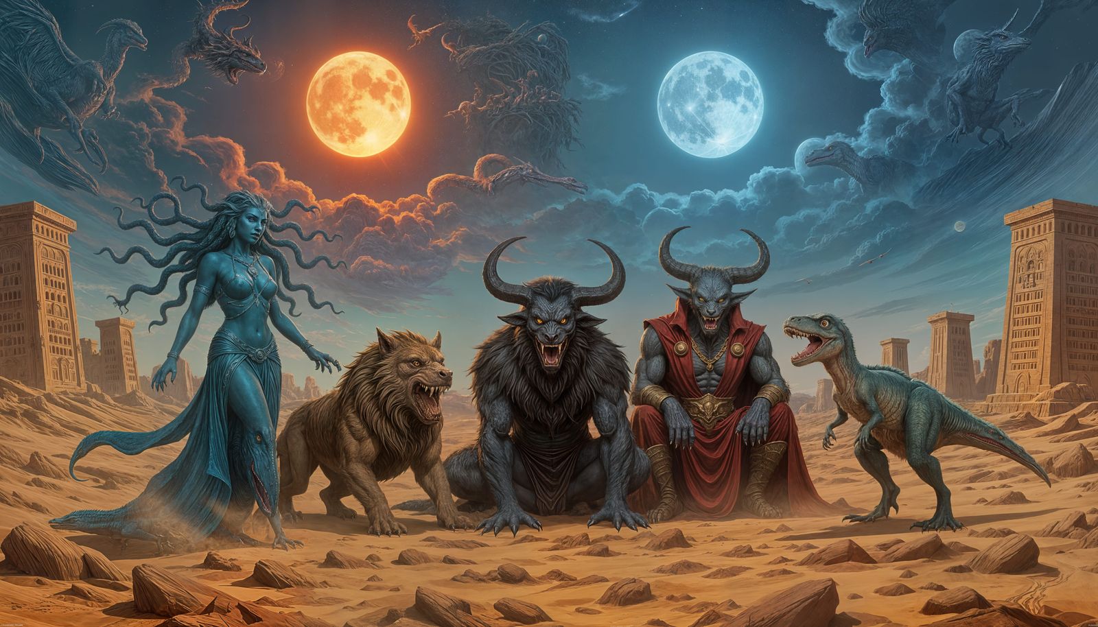 Mythical Creatures Celebrate New Life on Barren Planet