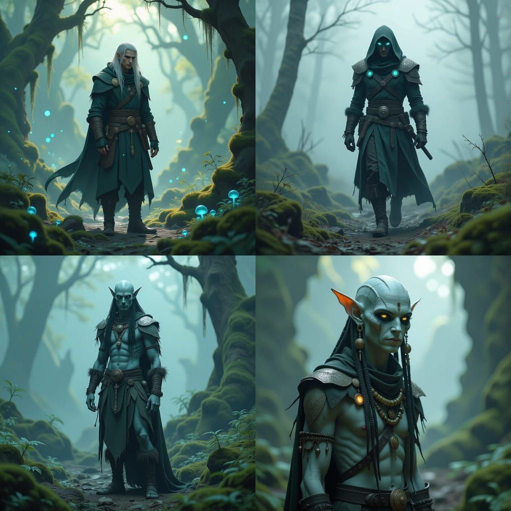 Alien Creature with Bioluminescent Markings and Grey Skin