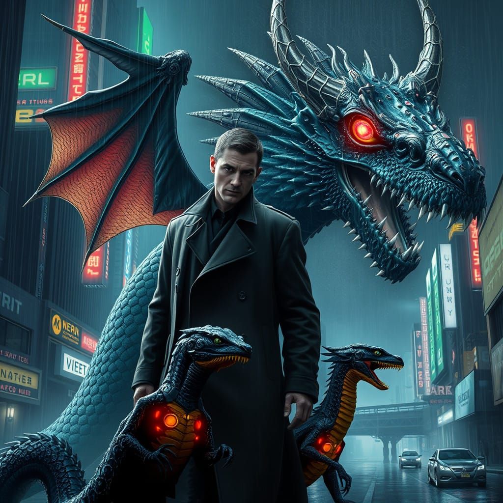 Cybernetic Dragons and Titans in a Futuristic Dystopia