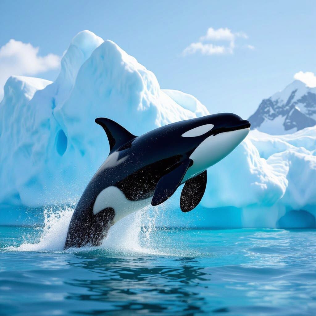 Orca Whale Leaps from Turquoise Water